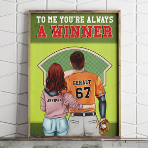 Personalized Baseball Couple Poster - You're Always A Winner - Couple Shoulder to Shoulder - Poster & Canvas - GoDuckee