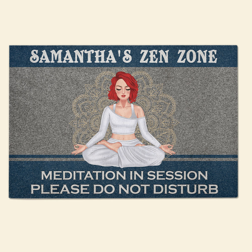 Meditation In Session Please Do Not Disturb Personalized Yoga Door Mat Gift For Her - Doormat - GoDuckee
