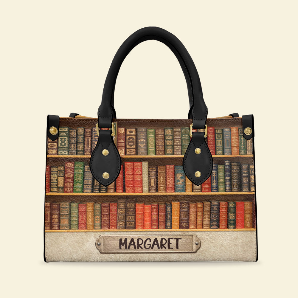 Personalized Book Lover Leather Bag, Book Seamless Pattern, Gift For Book Lovers - Leather Bag - GoDuckee