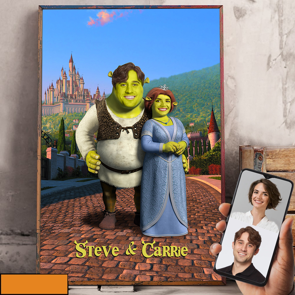 Custom Image Couple at Far Far Away Wall Art - Gift For Shrek Lovers - Poster & Canvas - GoDuckee