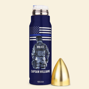 My Time In Uniform Is Over But Being A Police Officer Never Ends, Personalized Bullet Tumbler, Gifts for Police - Water Bottles - GoDuckee