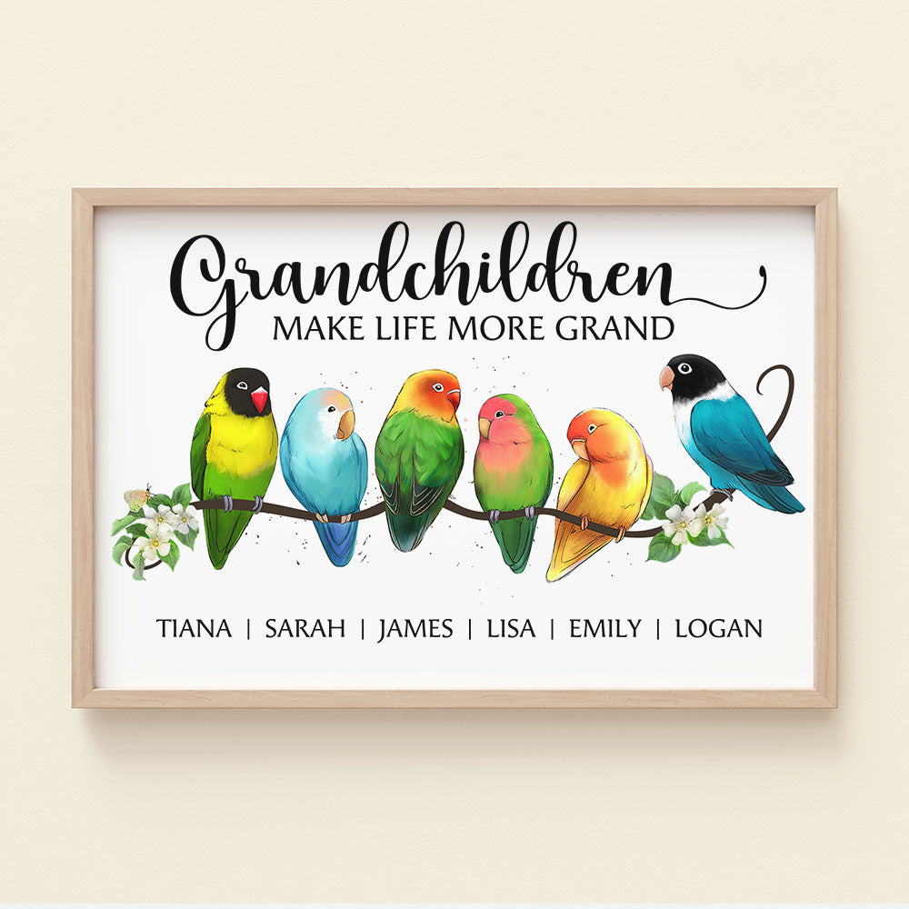 Grandchildren Make Life More Grand Personalized Grandma Grandpa Canvas Print, Gift For Family - Poster & Canvas - GoDuckee