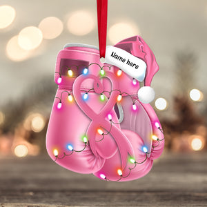 Pink Boxing Gloves - Personalized Christmas Ornament - Christmas Gifts For Breast Cancer Fighters - Ornament - GoDuckee
