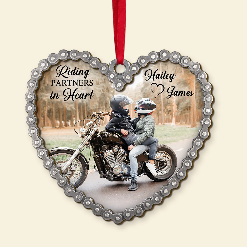 Riding Partners In Heart Custom Motorcycle Ornament, Christmas Tree Decor - Ornament - GoDuckee