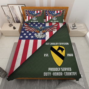 Military Bed Set Proudly Served Duty-Honor-Country - Personalized Quilt Bed Set Custom Military Unit - Quilts & Comforters - GoDuckee