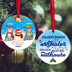 Cat Jolliest Bunch Of Assholes This Side Of The Nuthouse Personalized Ornament - Ornament - GoDuckee