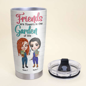 Personalized Gardening Tumbler - Girl Dolls, Friendship Is The Flower That'll Bloom To Save The Day - Tumbler Cup - GoDuckee