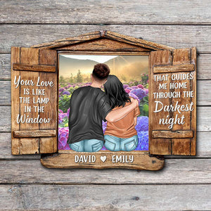 Your Love Is Like The Lamp In The Window, Personalized Couple Wood Sign, Gift for Him/Her - Wood Sign - GoDuckee