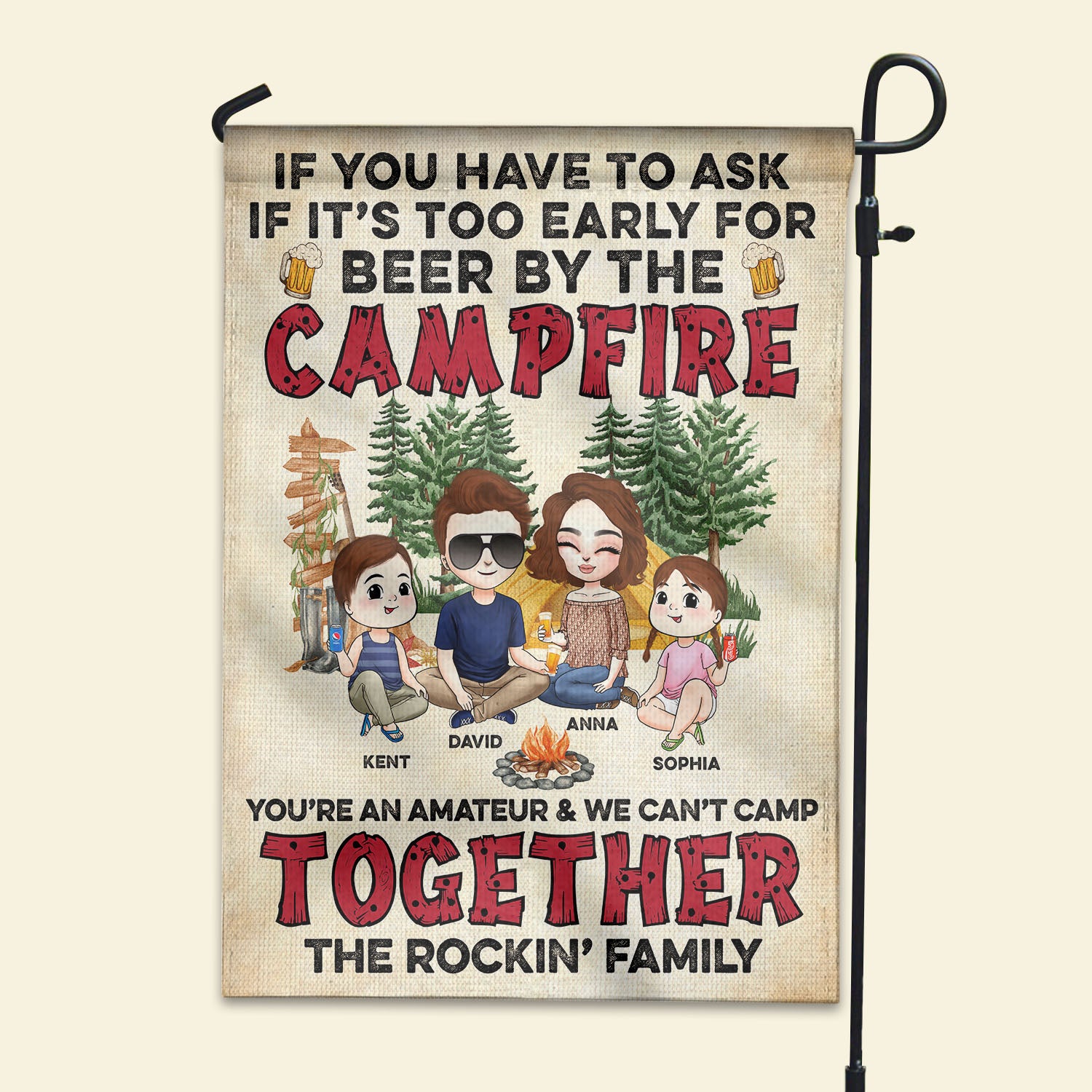 Camping Beer By The Campfire, Personalized Flag, Gifts for Camping Lovers - Flag - GoDuckee