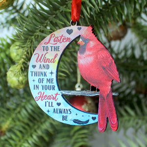 Listen To The Wind And Think Of Me In Your Heart, Personalized Memorial Wood Ornament - Ornament - GoDuckee