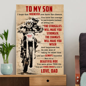 Personalized Motocross Father & Son Poster - Struggles Will Make You Stronger - Vintage - Poster & Canvas - GoDuckee