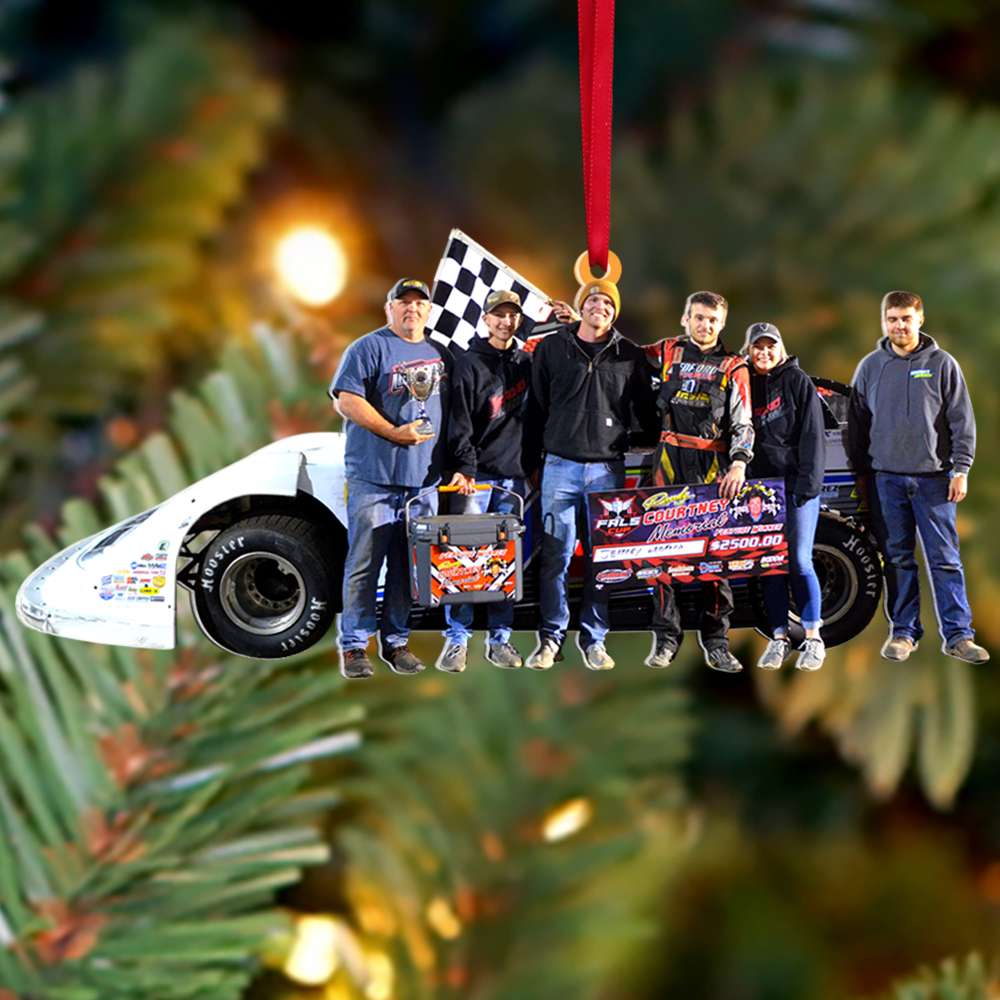 Custom Photo Dirt Track Racing Family Ornament, Christmas Tree Decor, Gift For Racer - Ornament - GoDuckee