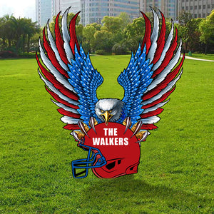 American Football Helmet with Eagle on Top, Personalized Cut Metal Sign, Gifts for American Football Lovers - Metal Wall Art - GoDuckee