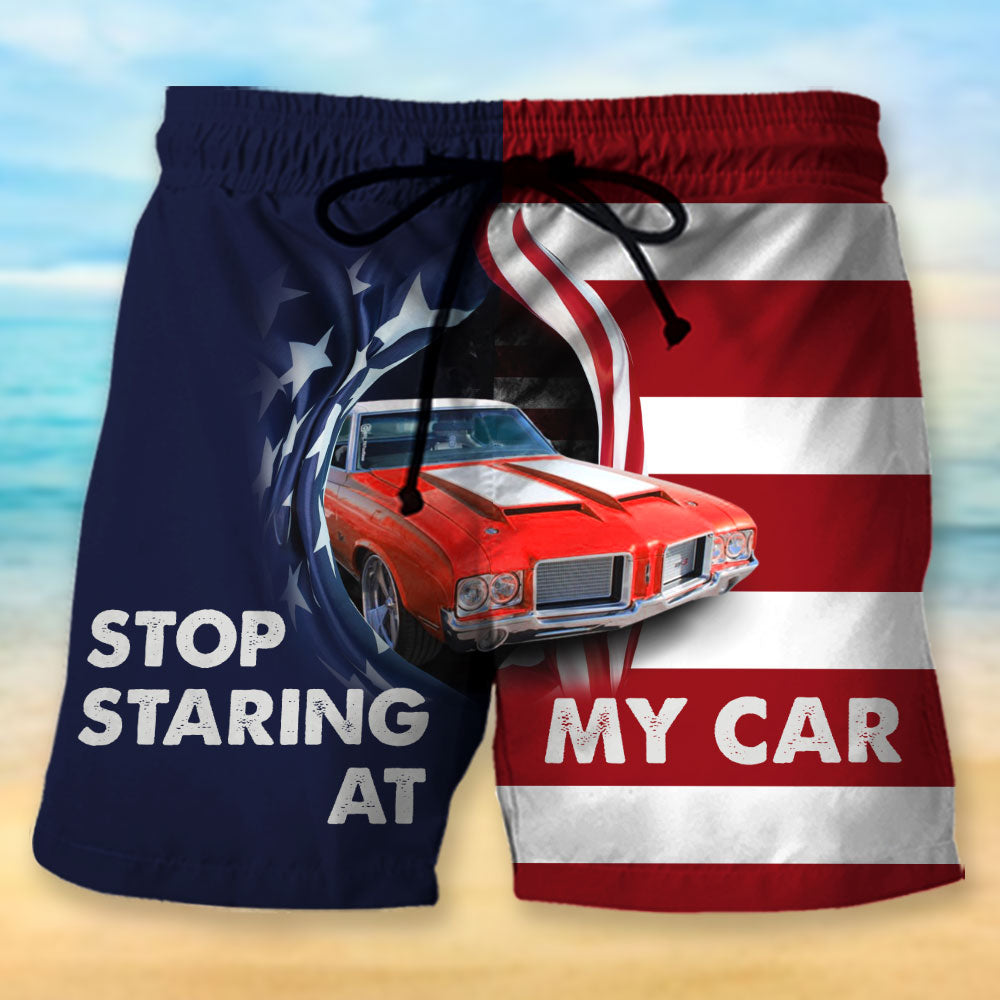Stop Staring At My Car Custom Muscle Car Shorts Gift For Car Lovers - AOP Products - GoDuckee