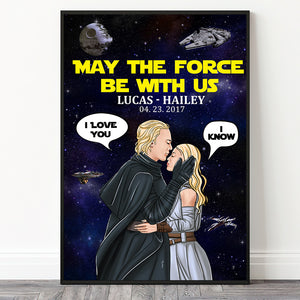 Personalized Galaxy Couple Canvas Print, May The Force Be With Us, Couple Forehead Kiss - Poster & Canvas - GoDuckee