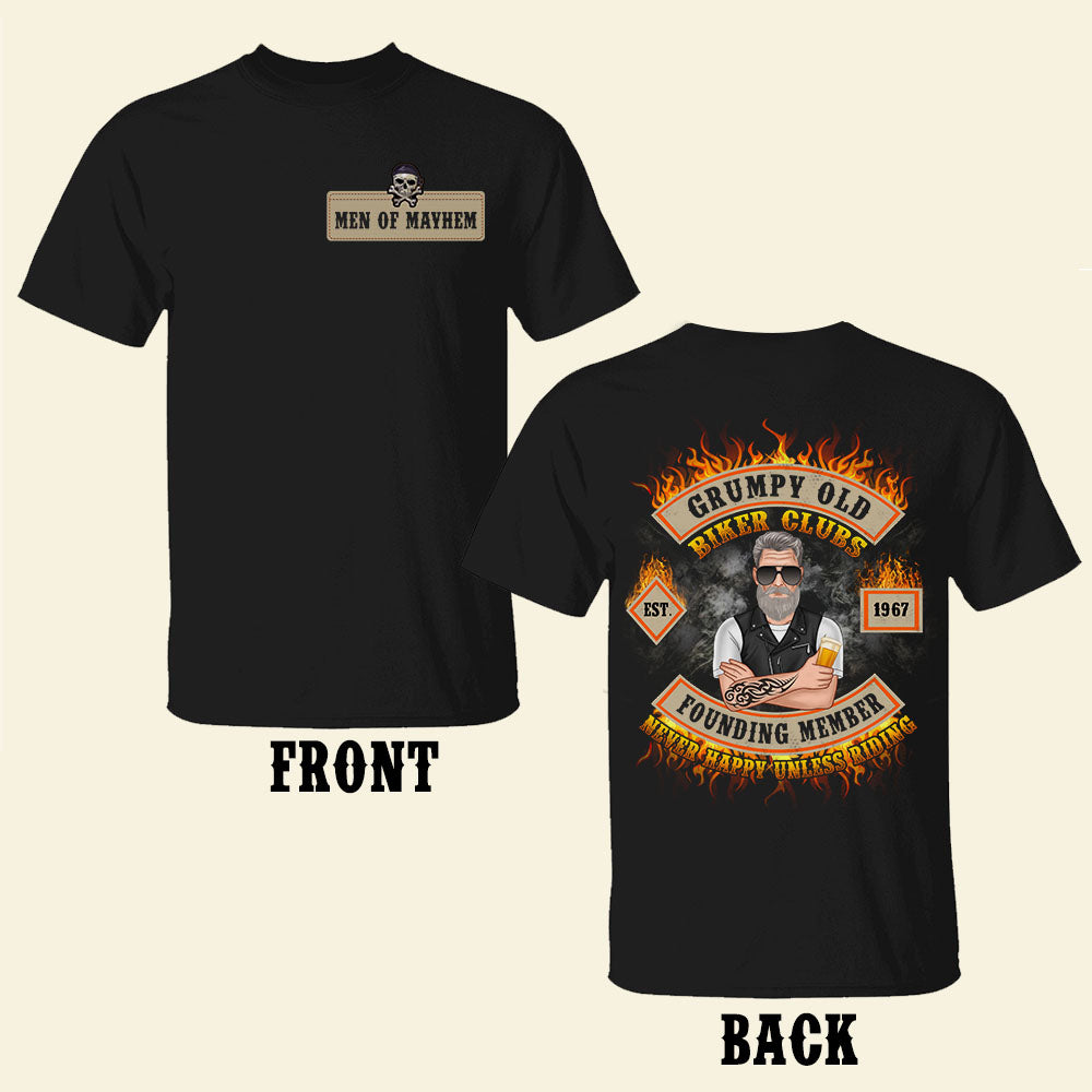 Grumpy Old Biker Clubs Never Happy Unless Riding, Personalized Shirts, Gifts for Bikers - Shirts - GoDuckee