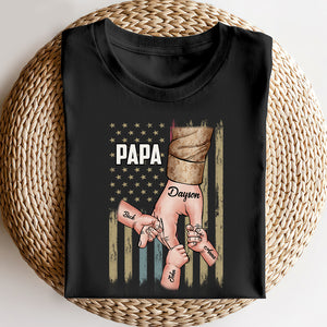 Military Dad Kids Holding Hand, Personalized Shirts, Father's Day Gifts for Military Dads - Shirts - GoDuckee