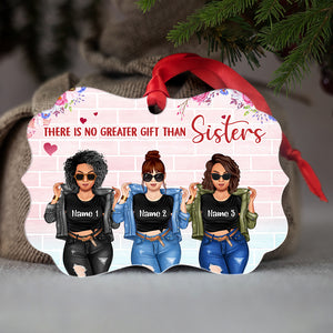 Friends No Greater Gift Than Sisters - Personalized Ornament - Gift for Friends - Front Denim Girls - Ornament - GoDuckee