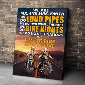 Personalized Biker Couple Poster - Live To Ride Ride to Live - Marriage Chapter - Highway Background - Poster & Canvas - GoDuckee