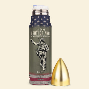 In The Darkest Hour When The Demons Come, Personalized Bullet Tumbler, Gifts for Military Brother - Water Bottles - GoDuckee