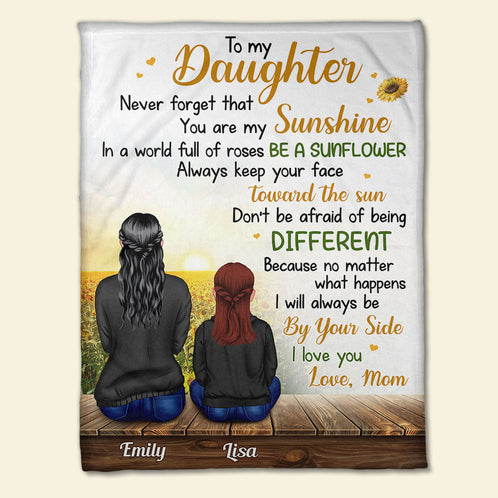 Mother & Daughter Sunflower Personalized Blanket, Gift For Family - Blanket - GoDuckee