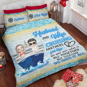 Husband And Wife Cruising Partners For Life Personalized Cruising Couple Quilt Bed Set - Blanket - GoDuckee