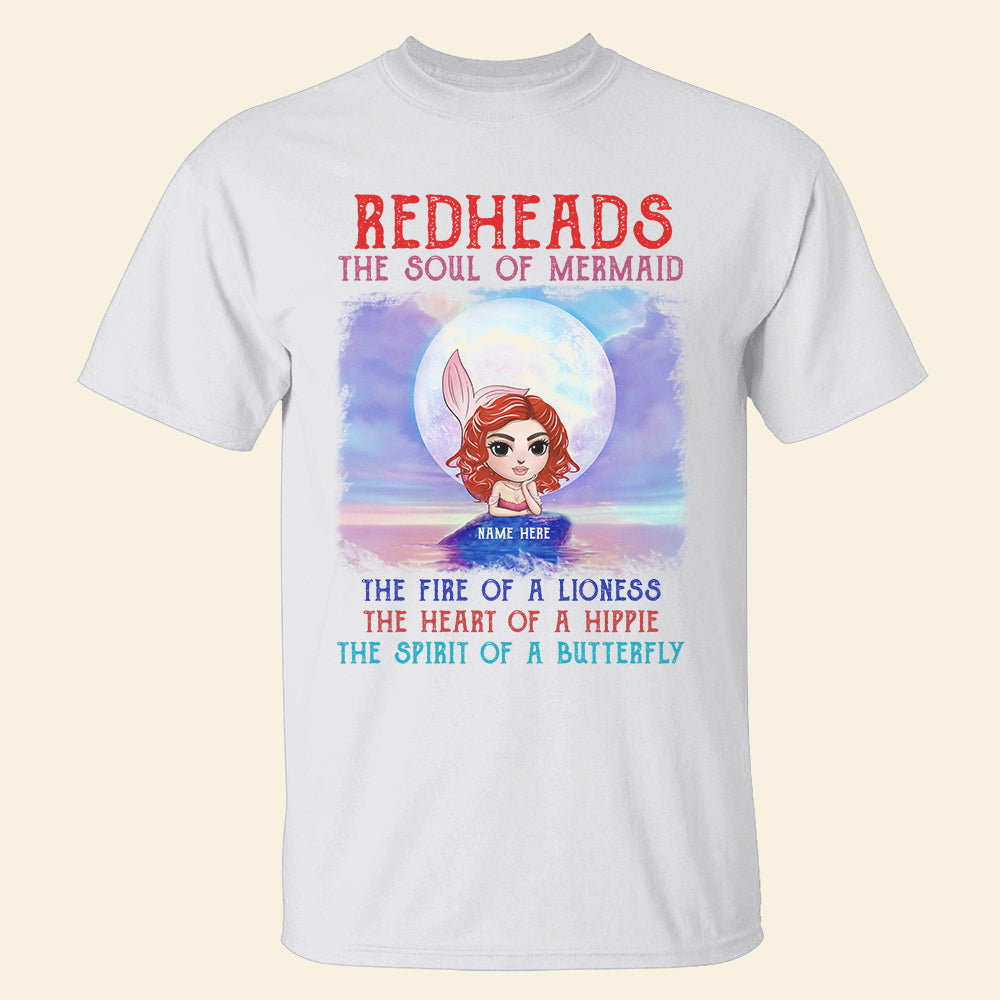 Redheads The Soul Of Mermaid The Fire Of A Lioness The Heart Of A Hippie The Spirit Of A Butterfly Custom Shirts - Shirts - GoDuckee