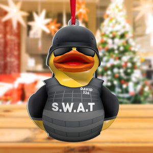 Police Duck, Personalized Duck Acrylic Ornament - Ornament - GoDuckee