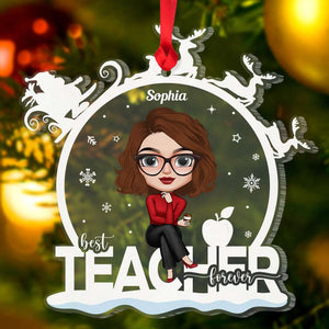 Best Teacher Forever Personalized Custom Shape Ornament, Gift For Teacher - Ornament - GoDuckee