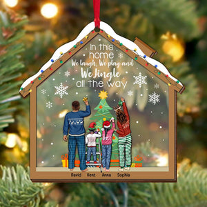 Christmas Family We Jingle All The Way, Personalized 2 Layered Mix Ornament - Ornament - GoDuckee