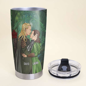 Personalized LOTR Couple Tumbler - Love Is Never Late Nor Is It Early- Couple Hugging and Kissing - J. R. R. Tolkien - Tumbler Cup - GoDuckee