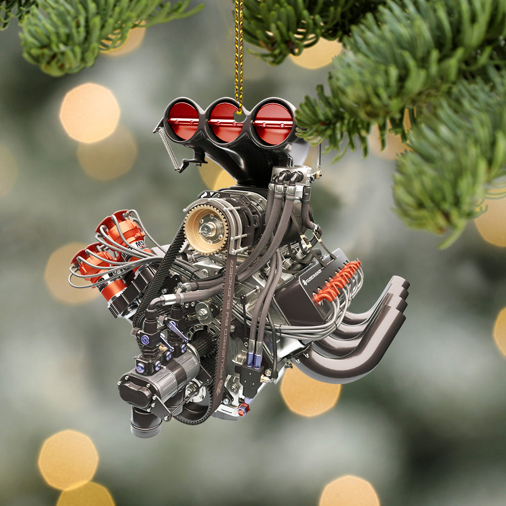 Dragster V8 Engine - Drag Racing Ornament, Christmas Gift For Drag Racer - Ornament - GoDuckee