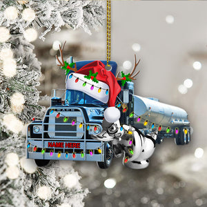Trucker Christmas Semi Truck With Rubber Duck Custom Shape Ornament - Ornament - GoDuckee