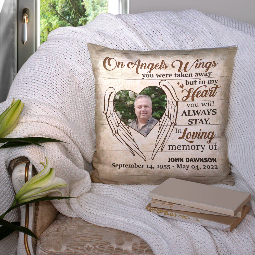 On Angels Wings You Were Taken Away, Heaven Square Pillow Memory Gift - Pillow - GoDuckee