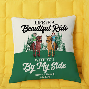 Personalized Gifts For Couple Life is a beautiful ride With you by my side Custom Pillow - Pillow - GoDuckee