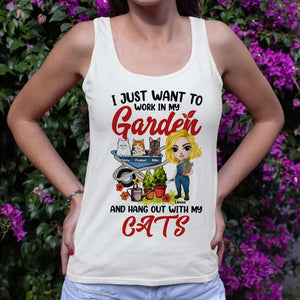 I Just Want To Work In My Garden And Hang Out With My Cats Personalized Gardening Shirt - Shirts - GoDuckee