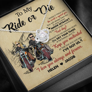 Biker Couple To My Ride Or Die - Personalized Love Knot Necklace - Jewelry - GoDuckee
