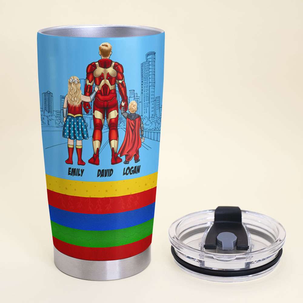 Dad Every hero Needs Sidekicks, Personalized 30oz Tumbler Cup - Drinkware - GoDuckee