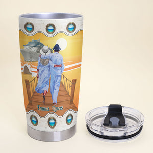 Just You And Me Cruising And The Beach Personalized Old Couple Tumbler Gift For Couple - Tumbler Cup - GoDuckee