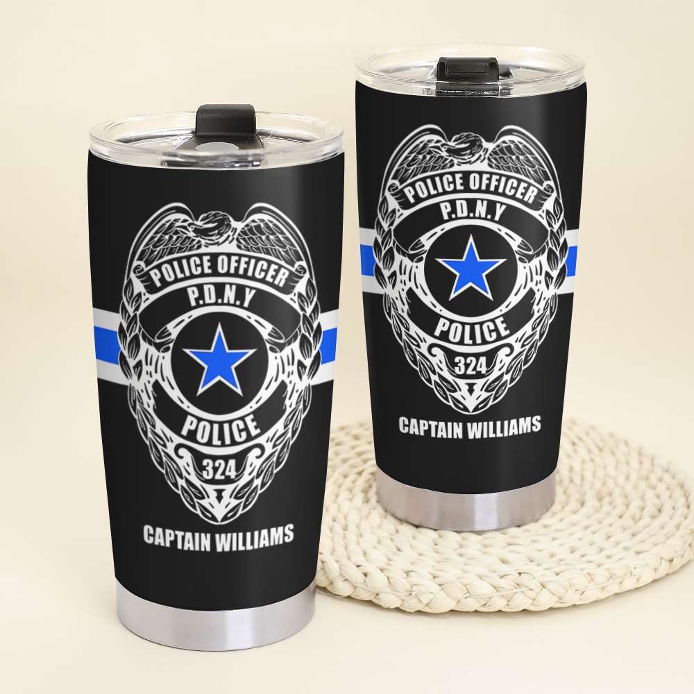 Police Shield - Personalized Tumbler - Tumbler Cup - GoDuckee