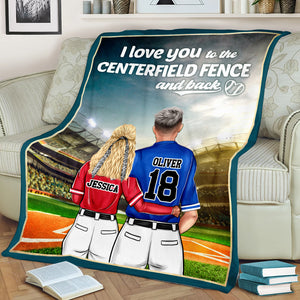 Personalized Baseball Couple Blanket - Love You To The Centerfield Fence and Back - Blanket - GoDuckee