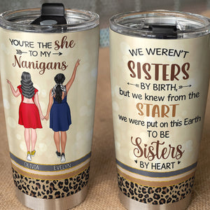 Personalized Besties Tumbler Cup - Side By Side Or Miles Apart Sisters Will Always Be Connected By Heart - Tumbler Cup - GoDuckee
