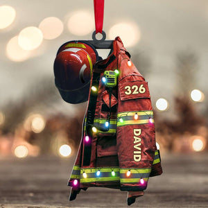 Firefighter Suits With Christmas Light - Personalized Christmas Ornament - Gift for Firefighters - Ornament - GoDuckee