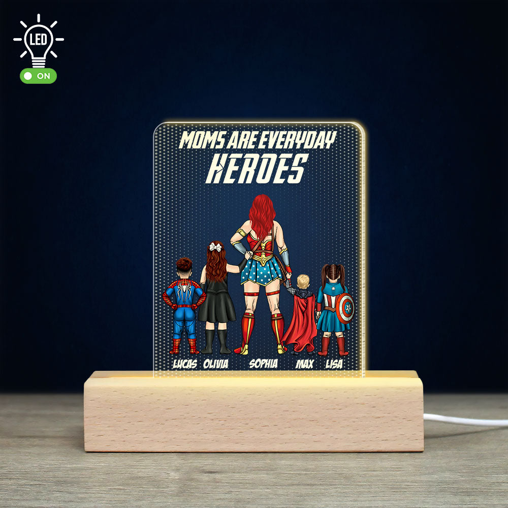 Mom PW-03NATI200223TM Personalized 3D Led Light Wooden Base - Led Night Light - GoDuckee