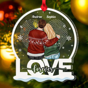 Couple Back View - Love Forever- Personalized Personalized Shape Ornament Gift For Couple - Ornament - GoDuckee