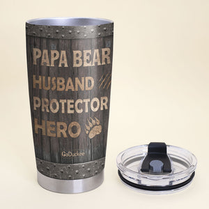 Papa Bear Husband Protector Hero, Personalized Father's Day Tumbler Cup, Gift For Dad - Tumbler Cup - GoDuckee