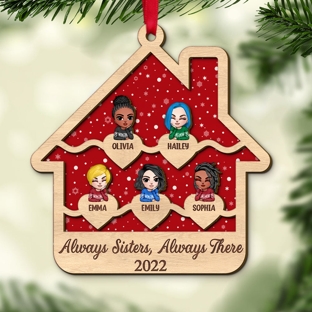 Always Sisters Always There Personalized Sisters Ornament, Christmas Tree Decor - Ornament - GoDuckee
