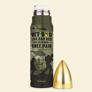 Vet Bod Like Dad Bod But With More Knee Pain, Personalized Bullet Tumbler, Military Gifts for Dads - Water Bottles - GoDuckee