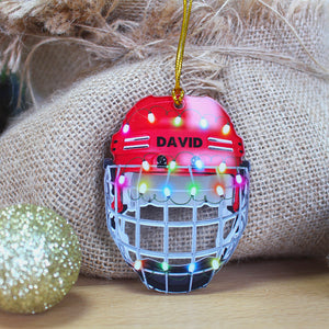 Ice Hockey Helmet With Cage - Personalized Christmas Ornament - Gifts for Ice Hockey Lovers - Ornament - GoDuckee