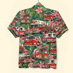 Fire Truck Hawaiian Shirt, Gift For Him, Gift For Fire Truck Lovers, Tropical Pattern - Hawaiian Shirts - GoDuckee